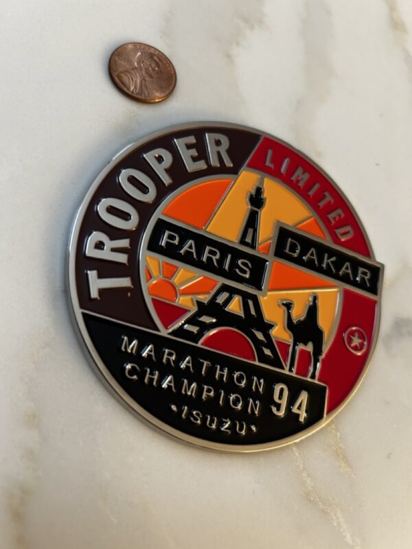 Paris dakar 94 isuzu trooper magnet backside
