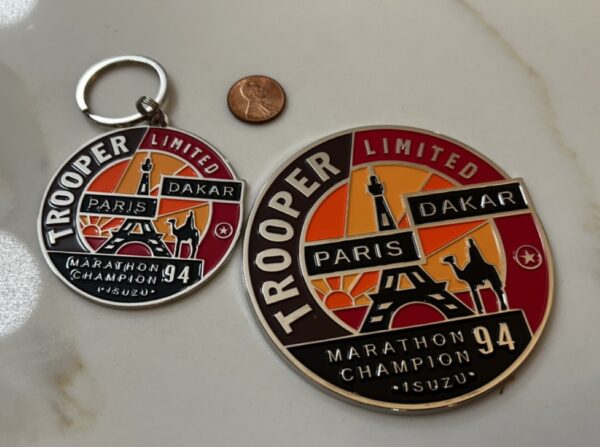 Paris dakar 94 isuzu trooper keychain and magnet